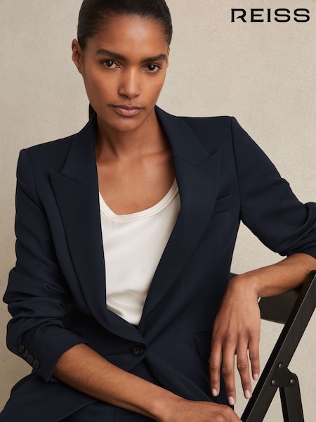 Reiss Navy Gabi Petite Tailored Single Breasted Suit Blazer (N74798) | INR 30,407