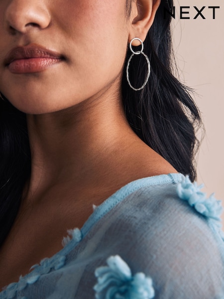 Silver Tone Circle Drop Earrings (N74816) | €9.50