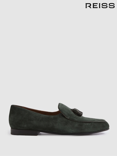 Reiss Forest Green Harry Suede Slip-On Belgian Loafers (N74864) | €95