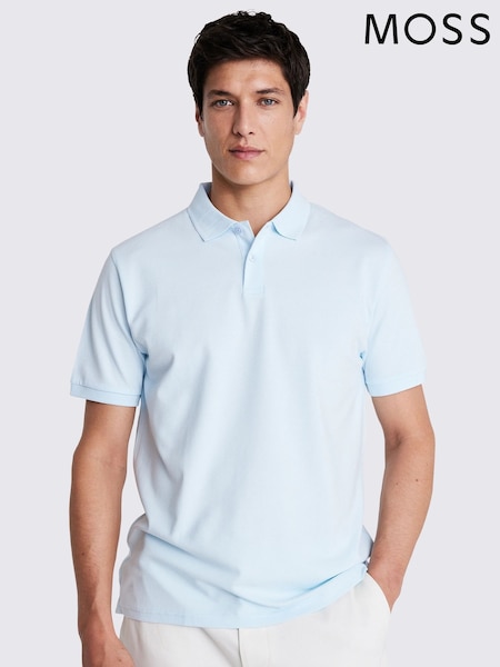MOSS Sky Blue Pique Polo Shirt (N74884) | AED175