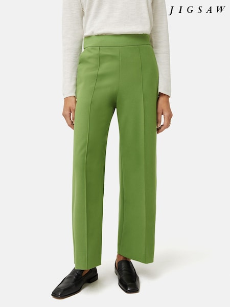 Jigsaw Green Modern Crepe Sailor Trousers (N74889) | AED302