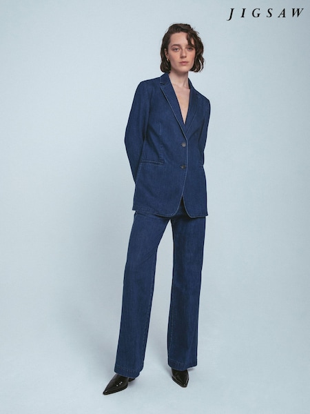 Jigsaw Blue 100% Cotton Denim Tailored Jacket (N74916) | €102