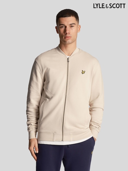 Lyle & Scott Cream Loopback 100% Cotton Jersey Bomber Jacket (N74933) | 294 QAR
