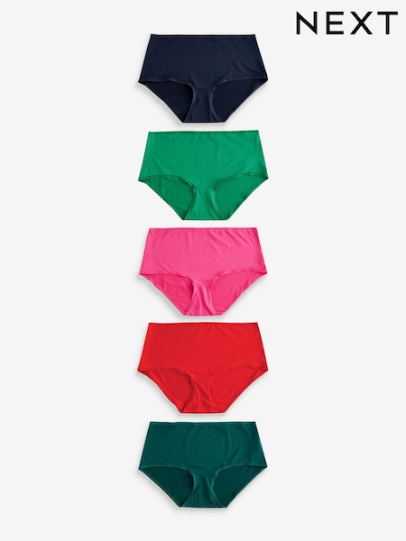 Red/Navy/Green Midi Microfibre Knickers 5 Pack (N75052) | €11