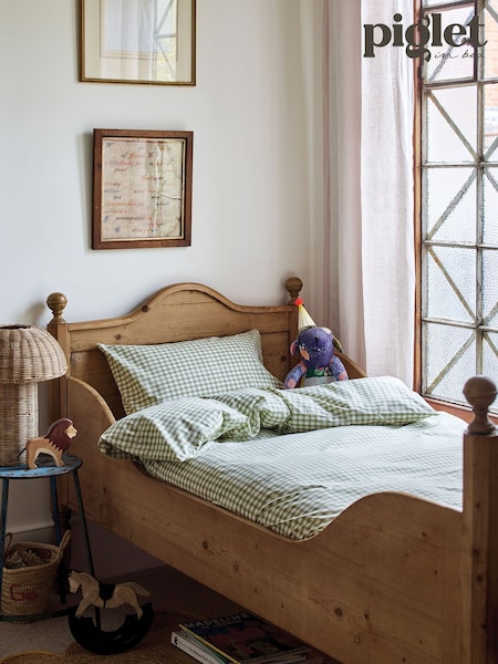 Piglet in Bed Pear Kids Gingham 100% Cotton Bedding Set (N75251) | $153