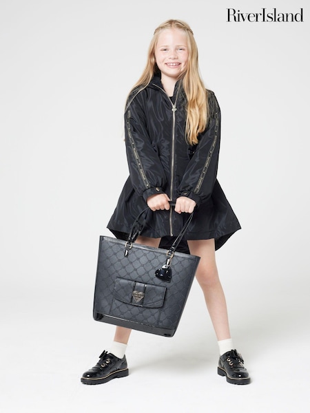River Island Black Girls Embossed Pocket Shopper Bag (N75293) | AED73