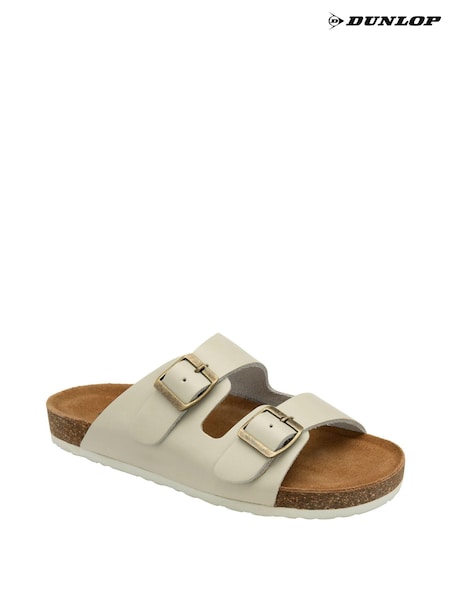 أبيض - Dunlop Ladies Twin Buckle Footbed Mules (N75335) | ‏175 د.إ.‏