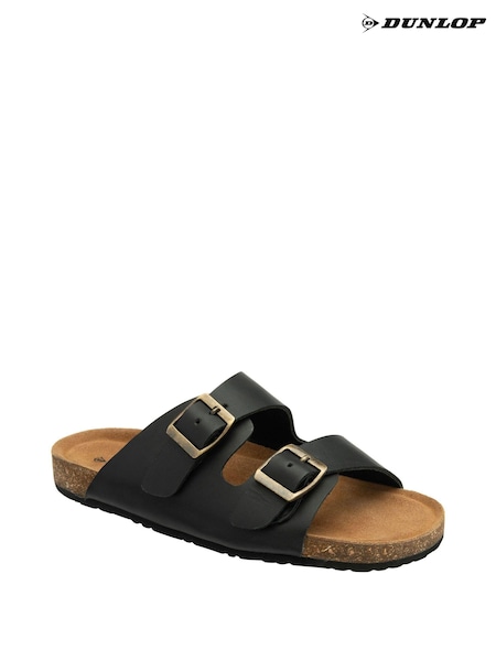 أسود - Dunlop Ladies Twin Buckle Footbed Mules (N75362) | ‏175 د.إ.‏