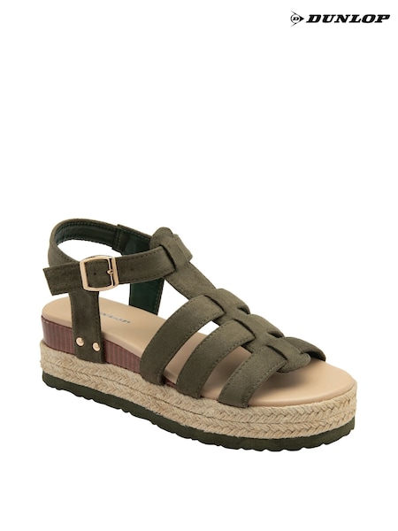 Dunlop Green Ladies Flatform Espadrille Sandals (N75367) | AED87