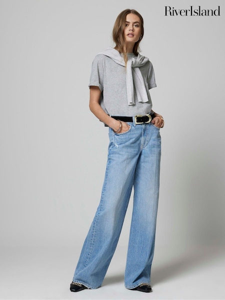 River Island High Rise Wide Leg Baggy Jeans (N75521) | 276 LEI