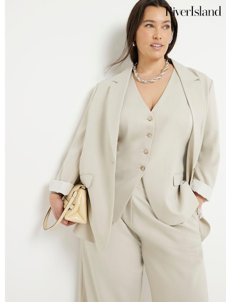 River Island Green Curve Roll Sleeve Relaxed Blazer (N75532) | €42