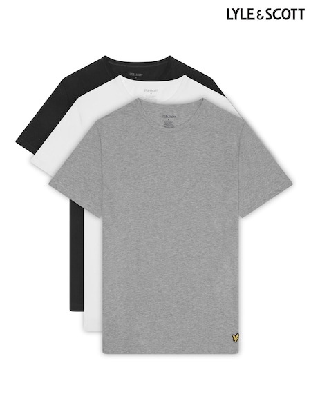Lyle & Scott Jet Black/ Mid Grey Marl/ White Basic T-Shirts 3 Pack (N75534) | €58