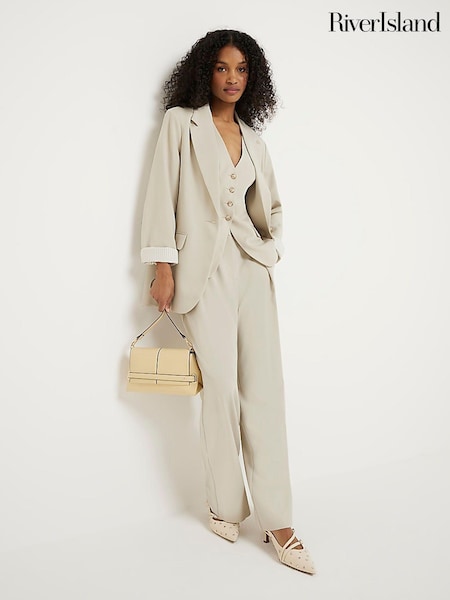 River Island Light Green Roll Sleeve Relaxed Blazer (N75538) | €26