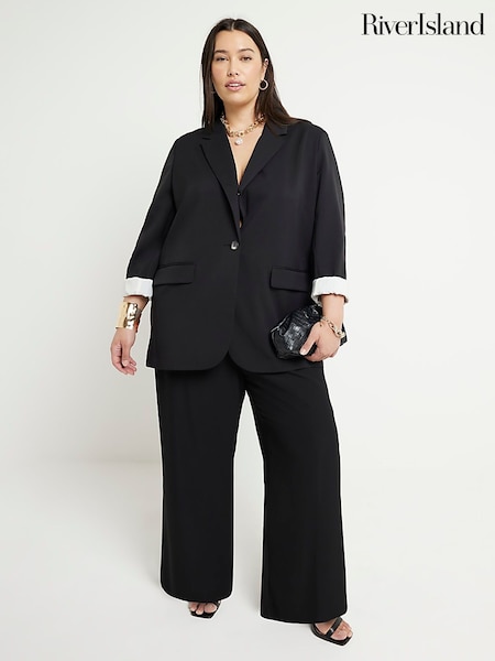 River Island Curve Wide Leg Pleated Clean Trousers (N75567) | ‏22 ر.ع.‏