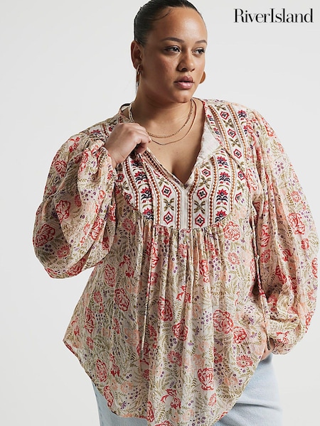 River Island Curve Mixed Print Smock Top (N75571) | 188 LEI