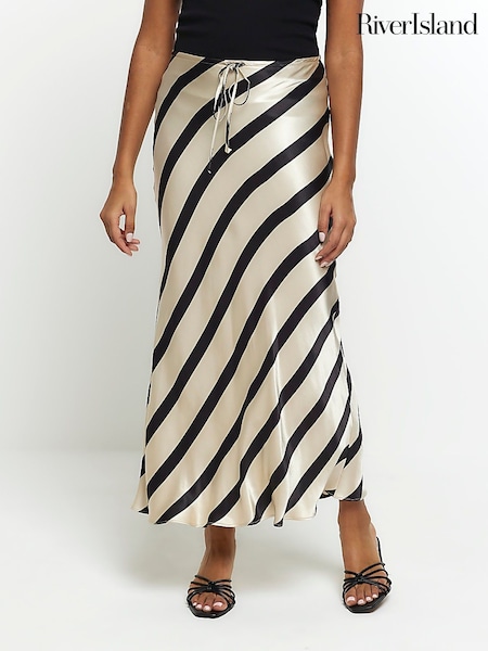 River Island Stripe Tie Waist Bias Skirt (N75588) | €8
