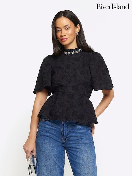 River Island Black High Neck Blouse (N75596) | €21