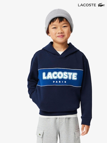 Lacoste Navy Stripe Logo 100% Cotton Hoodie (N75649) | €69 - €74