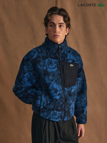 Lacoste Blue Printed Zip Through Fleece (N75702) | €167
