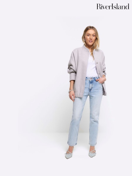 River Island Blue Petite Blue High Rise Slim Straight Fit Jeans (N75917) | €31