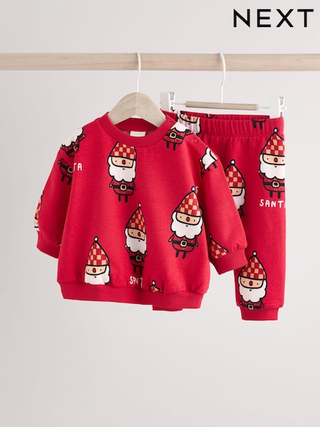 Red Santa Baby Christmas Cosy Sweatshirt and Joggers Set (0mths-2yrs) (N75962) | €13 - €15