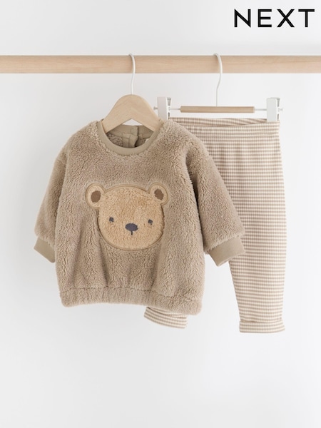 Neutral Bear Baby Cosy Fleece 100% Cotton Top and Leggings Set (0mths-2yrs) (N75966) | €14 - €16