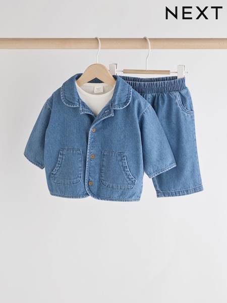 أزرق دنيم - Baby 100% Cotton Jacket And Trousers Set (0mths-2yrs) (N75967) | ‏9 د.ك.‏ - ‏10 د.ك.‏