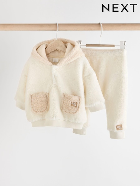 White Bear Cosy Borg Hooded Top and Joggers Set (0mths-2yrs) (N75971) | €14 - €15