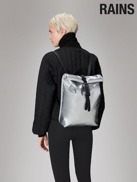Rains Silver Rolltop Rucksack Mini Bag (N75996) | 340 LEI