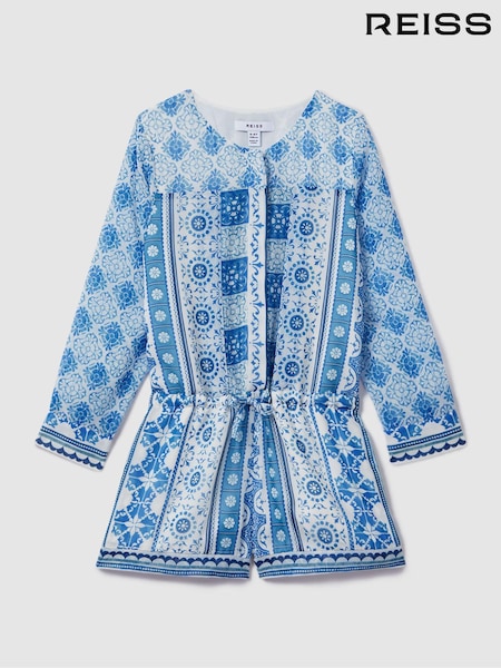 Reiss Blue Print Izzy 13-14 yrs Tile Print Playsuit (N76010) | € 117