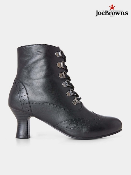 Joe Browns Black Brogue Heeled Lace Up Boots (N76055) | R$ 790