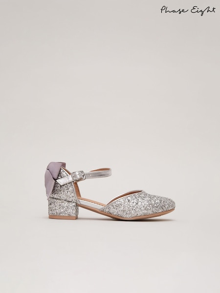 Phase Eight Silver Metallic Glitter Heeled Shoes (N76322) | 193 QAR