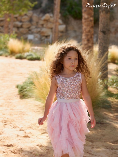 Phase Eight Pink Andrina Sequin Ruffle Dress (N76366) | 391 QAR
