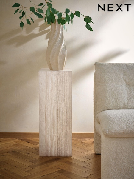 Natural Travertine Effect Plinth Side Table (N76746) | €95