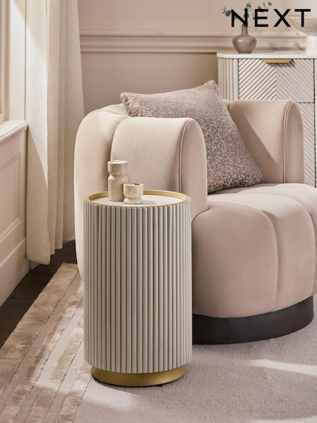 Light Grey Valencia Marble and Mango Wood Side Table (N76756) | €430