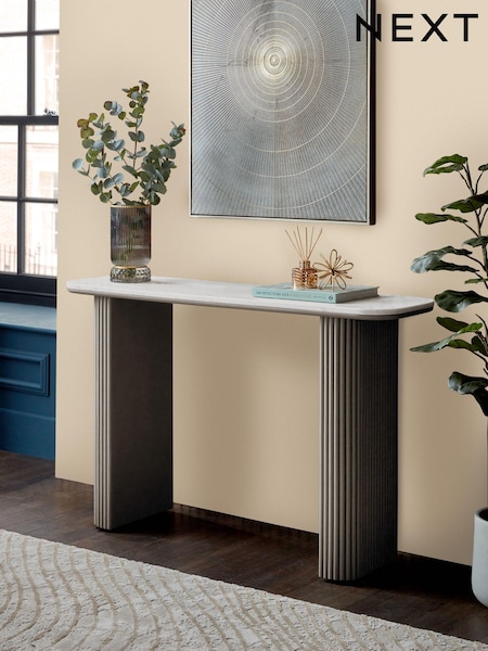 Dark Grey Valencia Marble and Mango Wood Console Table (N76761) | €675