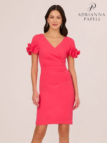 Adrianna Papell Pink Knit Crepe Short Dress (N76772) | €235