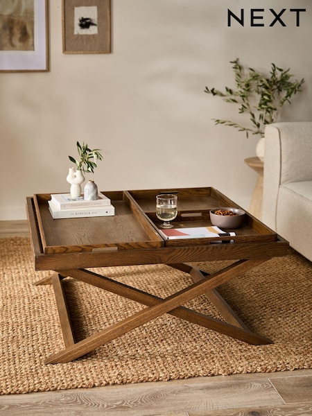 Dark Natural Butler Oak Tray Coffee Table (N76784) | €750
