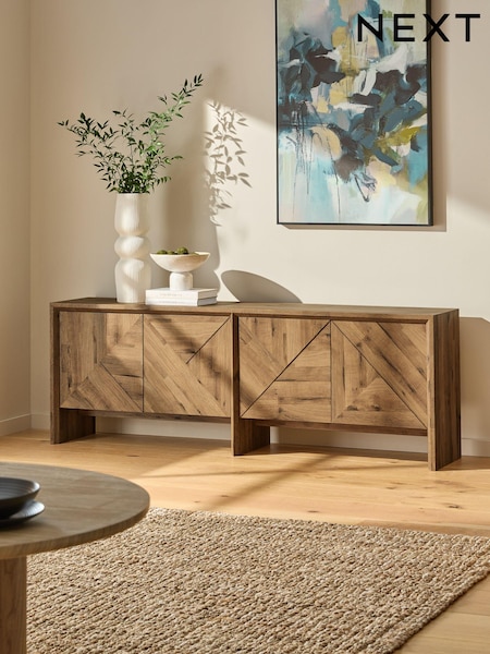 Dark Bronx Marquetry Oak Effect Extra Large Sideboard (N76790) | €650