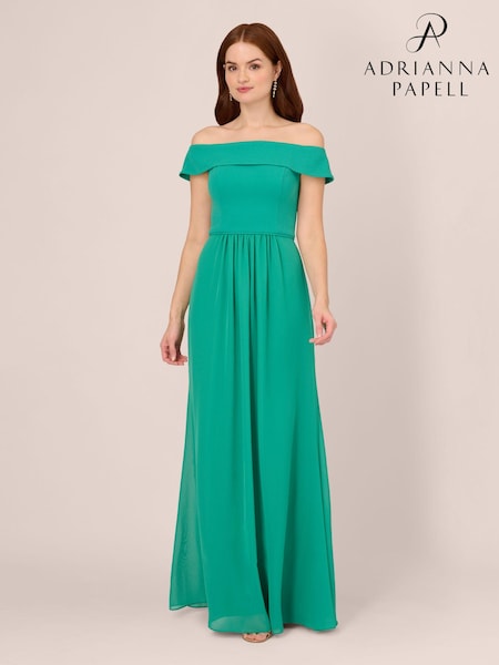 Adrianna Papell Green Crepe Chiffon Gown (N76793) | €128