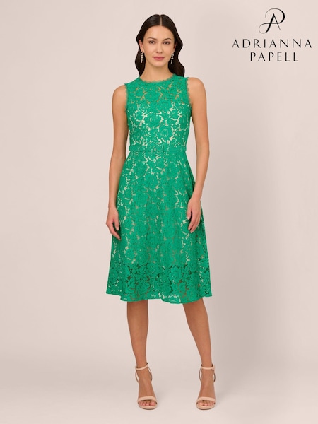 Adrianna Papell Green Lace Midi Dress (N76799) | €102