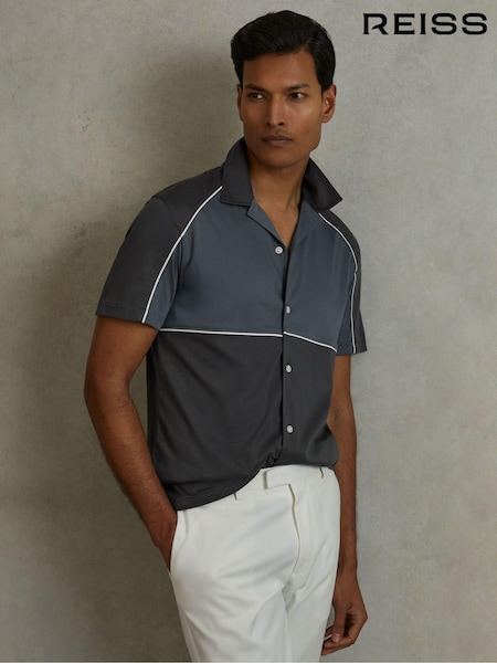 Reiss Gino Mercerised Cotton Colourblock Cuban Collar Shirt (N76804) | €119