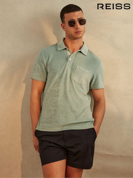 Reiss Mint Rainer Towelling Polo Shirt (N76815) | $108