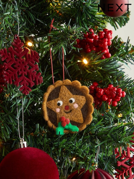 Brown Felt Mince Pie Christmas Bauble (N76880) | €4