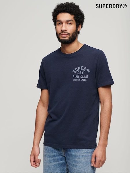 Albastru - Superdry Copper Label Piept 100% bumbac Tricou (N76904) | 140 LEI