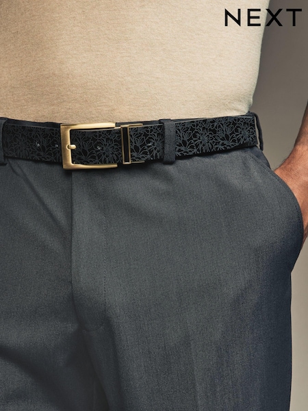 Black Reversible Printed Leather Belt (N76980) | €12