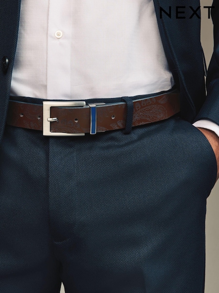 Brown Reversible Printed Leather Belt (N77027) | €12