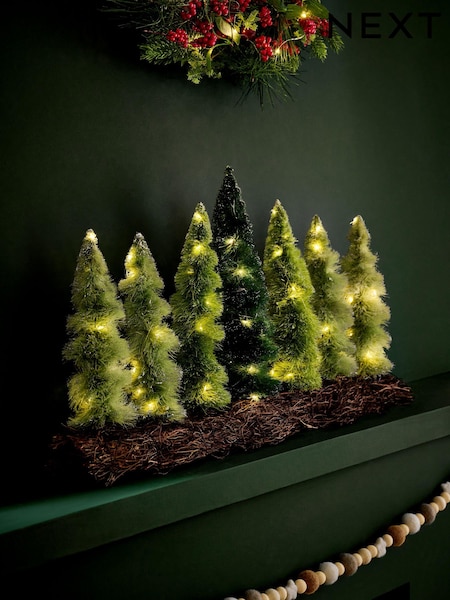 Green Light Up Bristle Christmas Tree Decoration (N77053) | LEI 132 - LEI 198