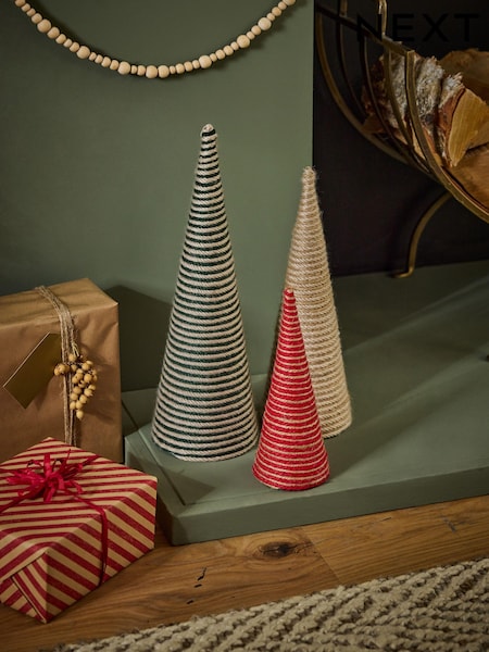 Set of 3 Navy Jute Cone Christmas Trees (N77055) | LEI 142