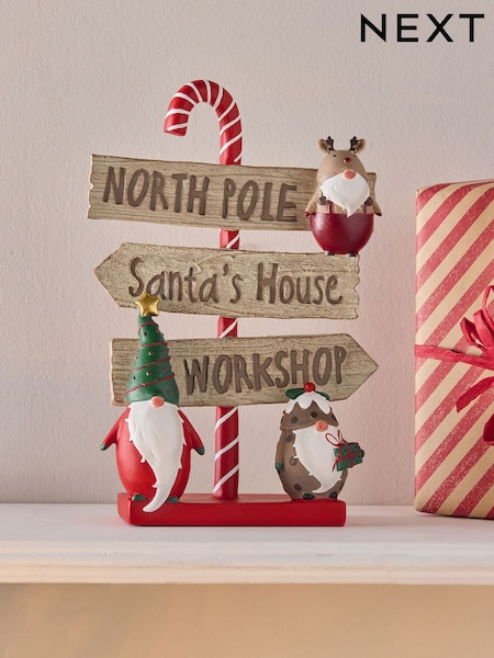 Red North Pole Christmas Santa Sign Ornament (N77094) | LEI 118